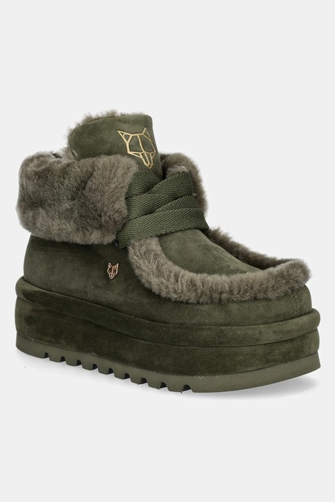 Naked Wolfe śniegowce zamszowe Bambi kolor zielony Bambi Suede Shearling Dark Olive - zdjęcie produktu nr 1