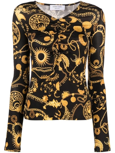 Marine Serre Ornament Moon-print top - Black - zdjęcie produktu nr 1