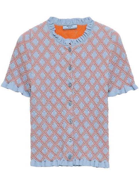 Prada patterned-jacquard cardigan - Blue - zdjęcie produktu nr 1