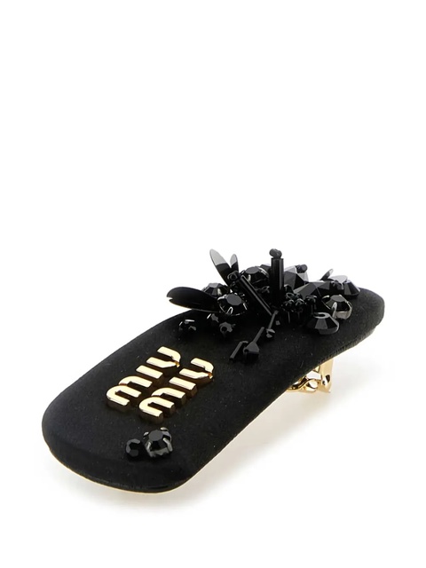 Miu Miu logo-lettering hair clip - Black - zdjęcie produktu nr 2