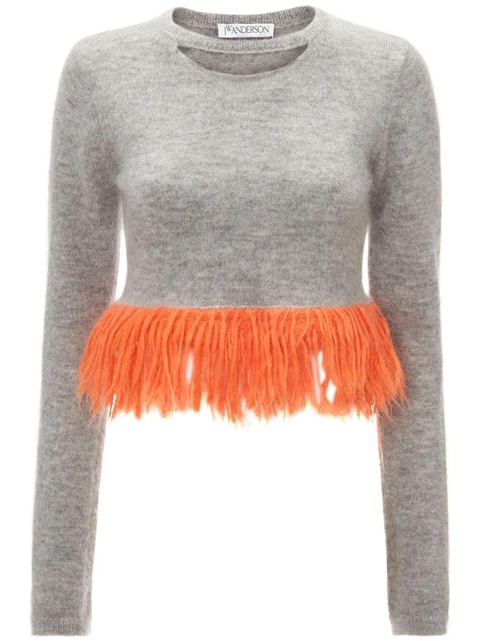 JW Anderson fringed-hem knitted jumper - Grey - zdjęcie produktu nr 1