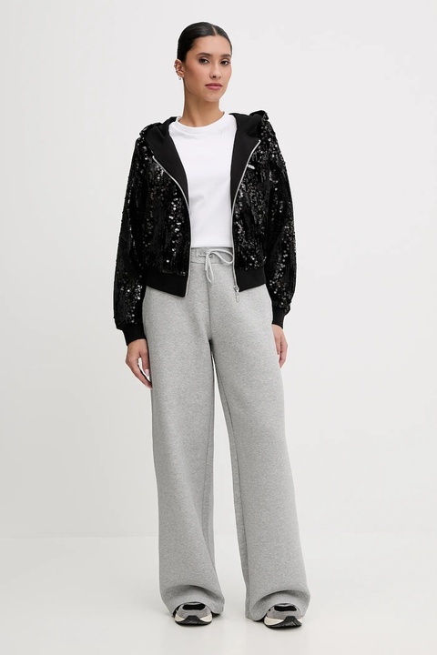 Guess bluza damska kolor czarny z kapturem z aplikacją V5BQ02 K1922 - zdjęcie produktu nr 2