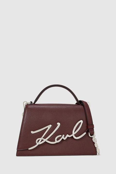 Karl Lagerfeld torebka skórzana K/SIGNATURE kolor brązowy A1W30036 - zdjęcie produktu nr 1