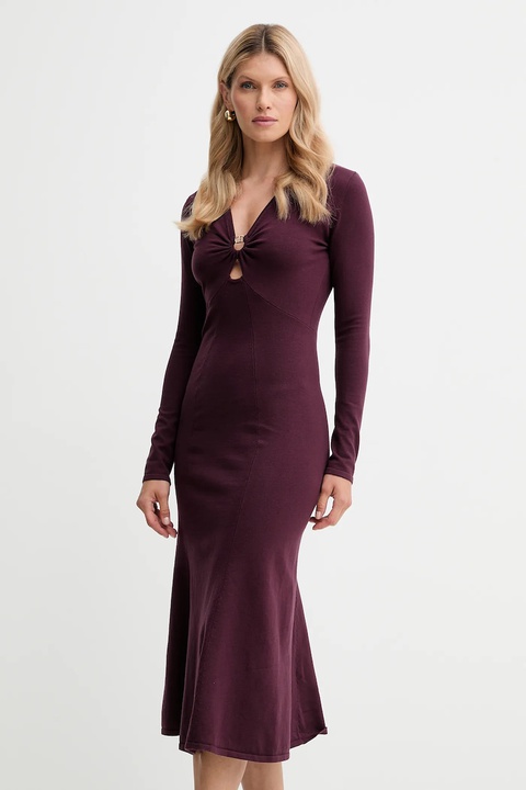 Twinset sukienka kolor bordowy midi rozkloszowana 252TP3140 - zdjęcie produktu nr 2