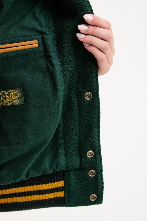 Polo Ralph Lauren kurtka z dodatkiem wełny kolor zielony przejściowa 211971014 - zdjęcie produktu nr 2