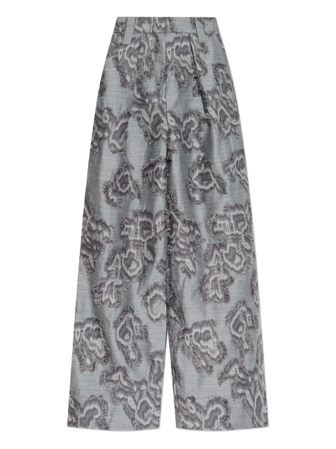 GANNI frayed floral palazzo pants - 876 GREY - zdjęcie produktu nr 1