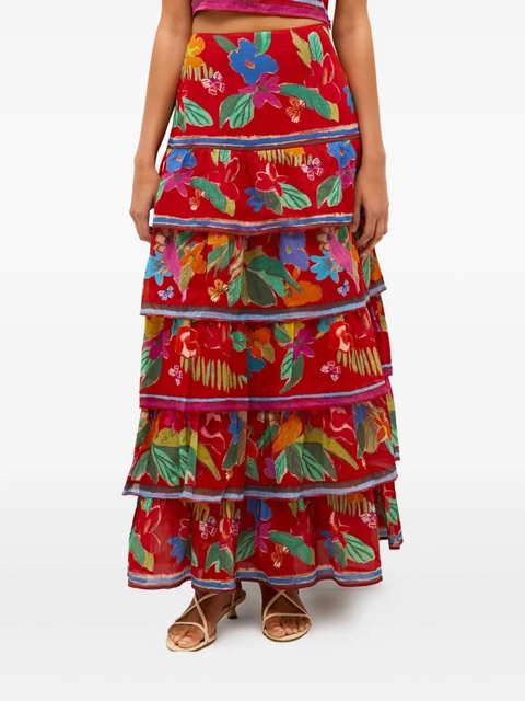 Marie Oliver Christie floral-print maxi skirt - Red - zdjęcie produktu nr 2