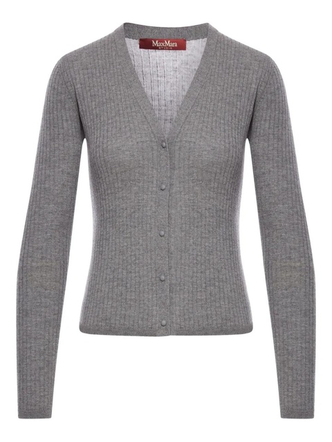 Max Mara ribbed V-neck cardigan - Grey - zdjęcie produktu nr 1