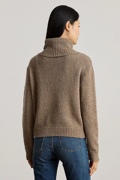 Lauren Ralph Lauren sweter z dodatkiem wełny damski kolor brązowy z golfem 200979663 - zdjęcie produktu nr 2