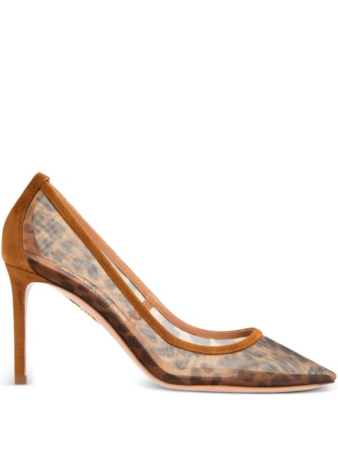 Aquazzura 85mm leopard-print mesh pumps - Brown - zdjęcie produktu nr 1