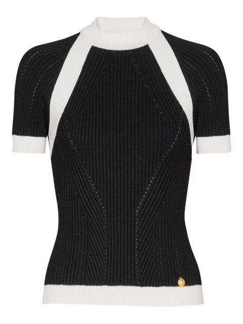 Balmain ribbed panelled knit top - Black - zdjęcie produktu nr 1