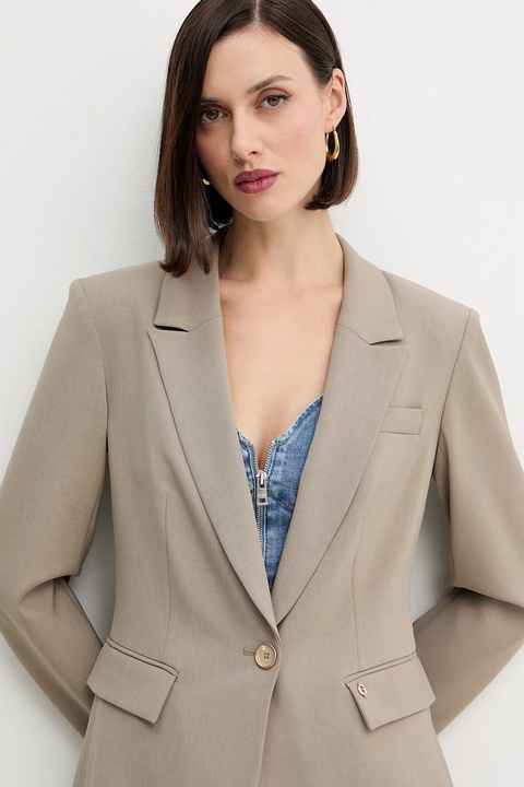 Guess marynarka DOROTHEE kolor beżowy jednorzędowa gładka W5YN41 WHD92 - zdjęcie produktu nr 2