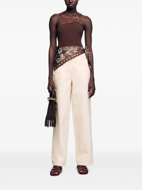 SANDRO bead-detail asymmetric bodysuit - Brown - zdjęcie produktu nr 2