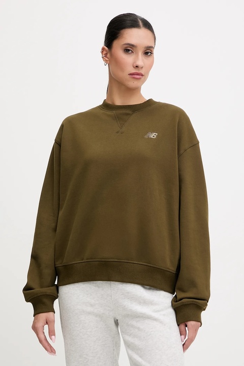 New Balance bluza bawełniana damska kolor zielony gładka WT41500WDL - zdjęcie produktu nr 1