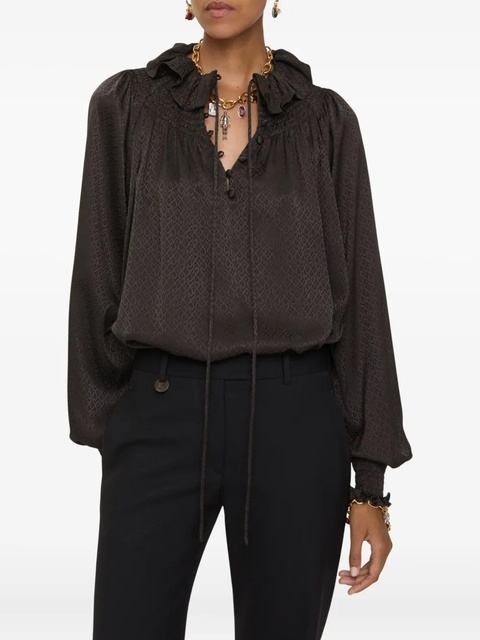 Burberry geometric-pattern ruffled blouse - Brown - zdjęcie produktu nr 1