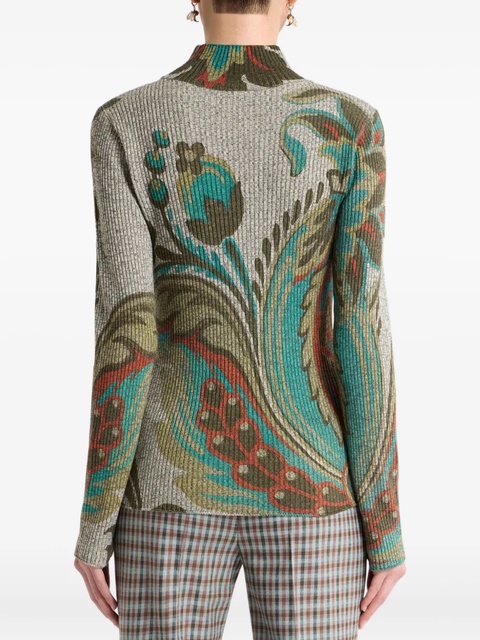 ETRO ribbed paisley-print turtleneck sweater - Grey - zdjęcie produktu nr 2