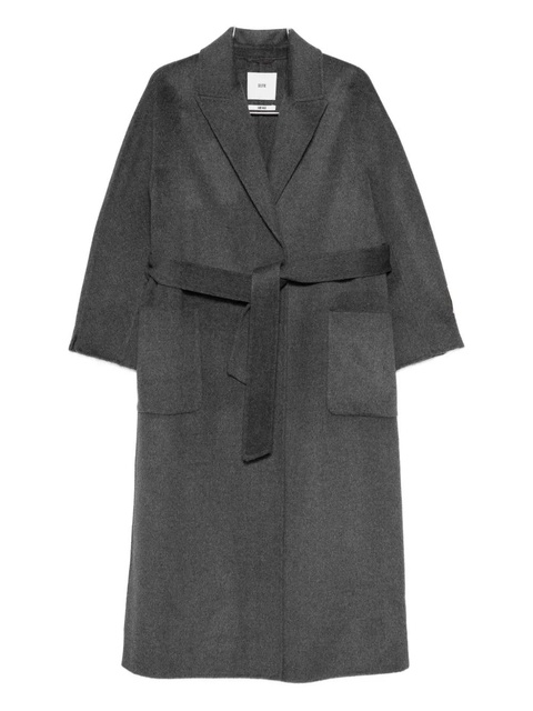 SOLOTRE peak-lapels belted coat - Grey - zdjęcie produktu nr 1
