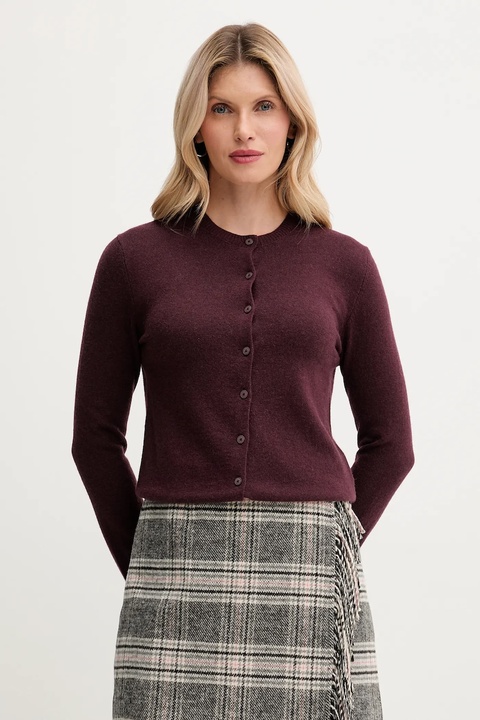 United Colors of Benetton kardigan z dodatkiem wełny damski kolor bordowy lekki 102HD502B - zdjęcie produktu nr 1
