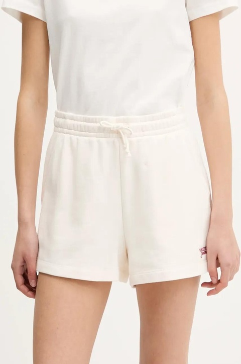 Tommy Jeans szorty bawełniane damskie kolor beżowy gładkie high waist DW0DW20353 - zdjęcie produktu nr 1