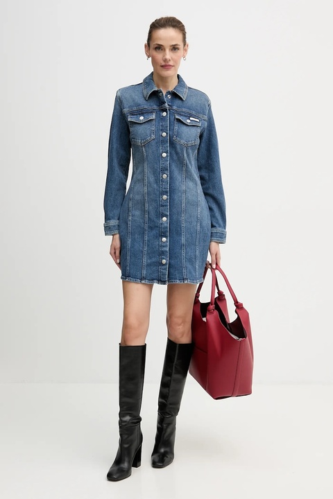 Calvin Klein Jeans sukienka jeansowa kolor niebieski mini dopasowana LV047D774G - zdjęcie produktu nr 2