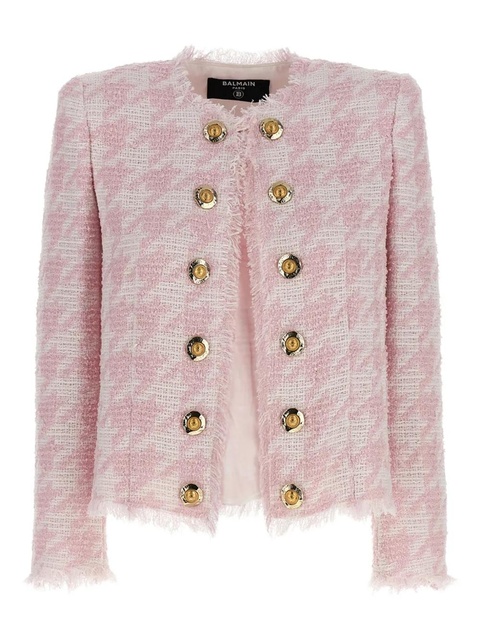 Balmain tweed frayed-edge blazer - Pink - zdjęcie produktu nr 1