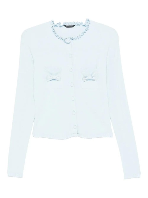 Balenciaga ruffle trim bow cardigan - Blue - zdjęcie produktu nr 1