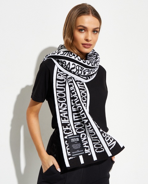 VERSACE JEANS COUTURE - Czarno-biały szal z logo - zdjęcie produktu nr 1