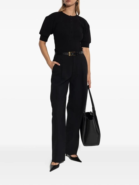 Victoria Beckham puff-sleeve ribbed top - Black - zdjęcie produktu nr 1