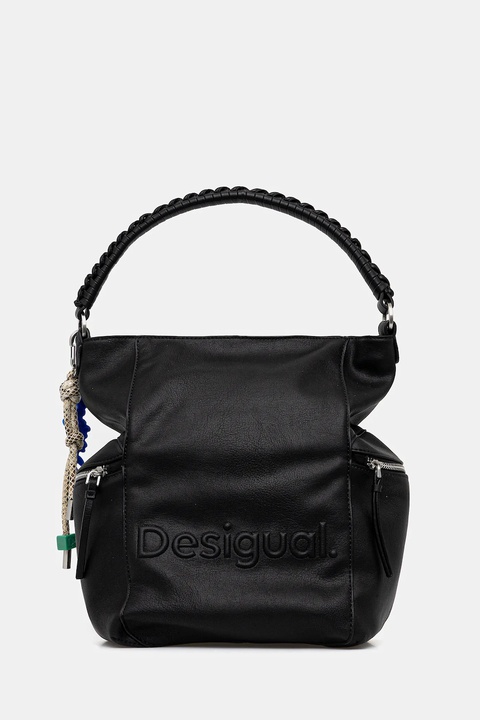 Desigual plecak HALF LOGO ARICA damski kolor czarny mały gładki 25WAKP07 - zdjęcie produktu nr 1