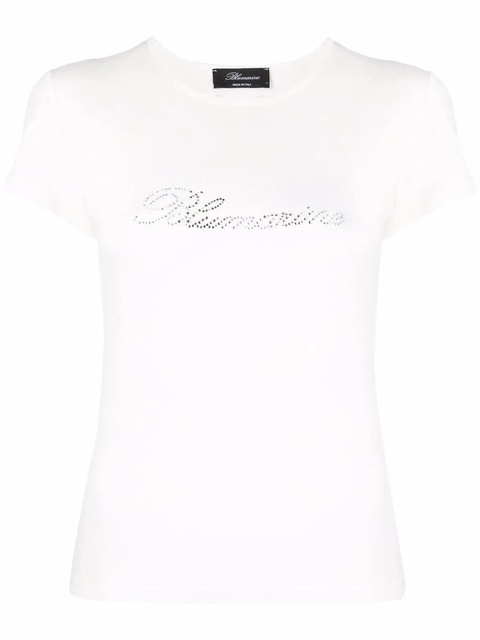 Blumarine rhinestone-logo short-sleeve T-shirt - White - zdjęcie produktu nr 1
