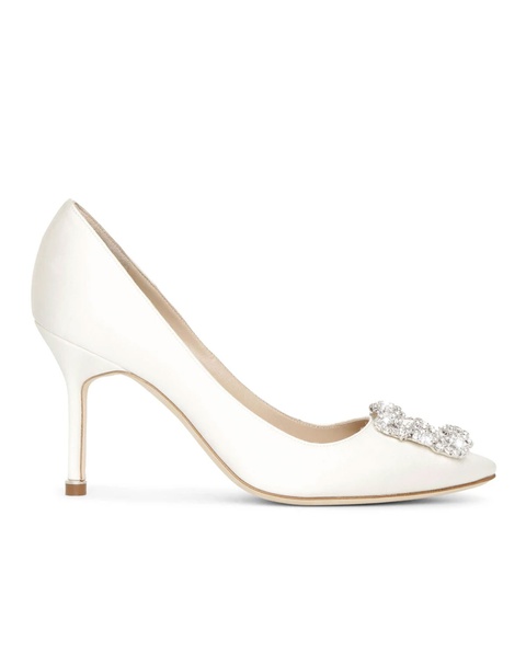 MANOLO BLAHNIK - Satynowe szpilki Hangisi - zdjęcie produktu nr 1