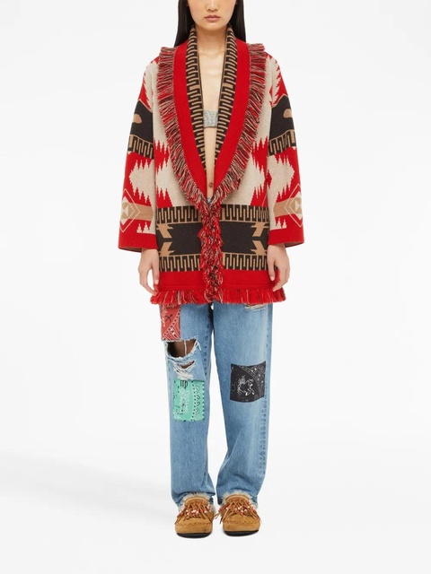 Alanui Icon jacquard cashmere cardigan - Red - zdjęcie produktu nr 2