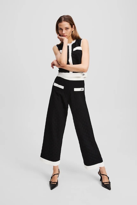 Karl Lagerfeld spodnie damskie kolor czarny proste high waist A3W10103 - zdjęcie produktu nr 2