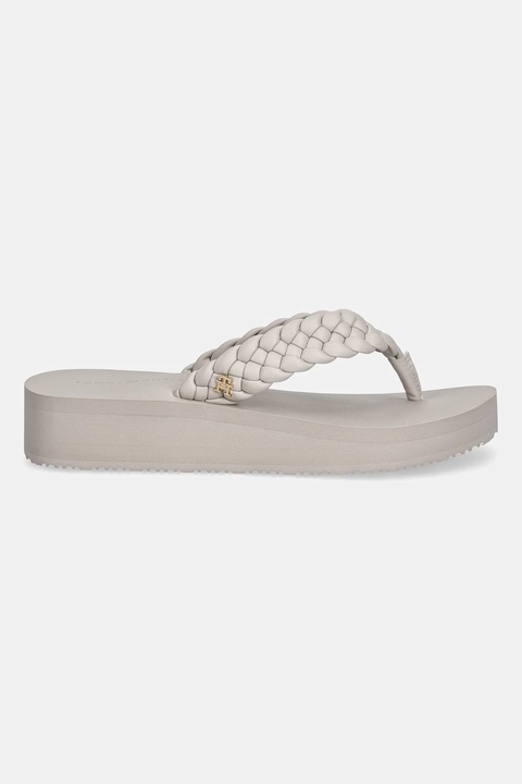 Tommy Hilfiger japonki TH WEDGE CORNROW BEACH SANDAL damskie kolor beżowy na koturnie FW0FW09037 - zdjęcie produktu nr 2