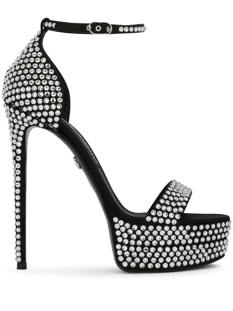 Dolce & Gabbana 145mm rhinestone-embellished platform sandals - Black - zdjęcie produktu nr 1