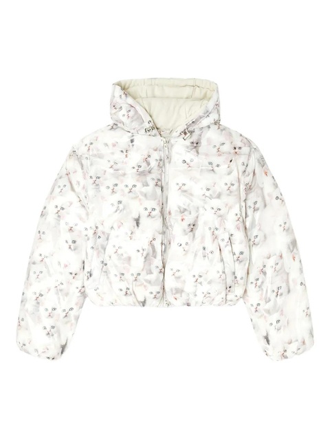 Diesel kitten-print hooded puffer jacket - White - zdjęcie produktu nr 1