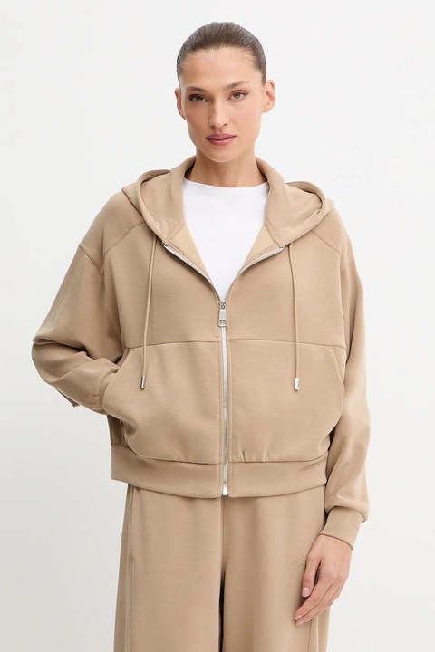BOSS Orange bluza damska kolor beżowy z kapturem gładka 50547813 - zdjęcie produktu nr 1