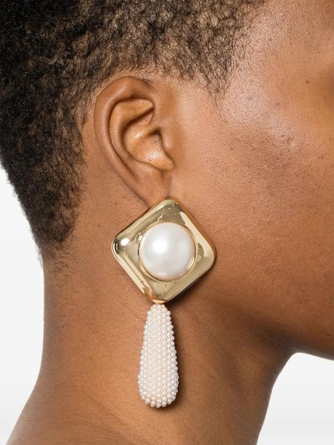 Self-Portrait pearl crystal earrings - Gold - zdjęcie produktu nr 2
