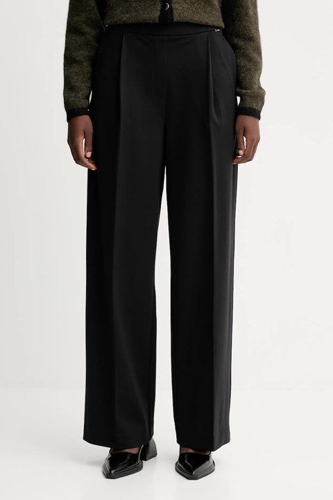 Calvin Klein spodnie damskie kolor czarny szerokie high waist LV044D663G - zdjęcie produktu nr 1
