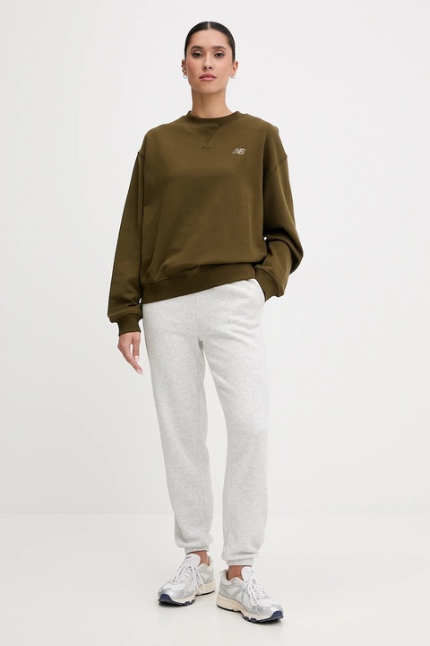 New Balance bluza bawełniana damska kolor zielony gładka WT41500WDL - zdjęcie produktu nr 2