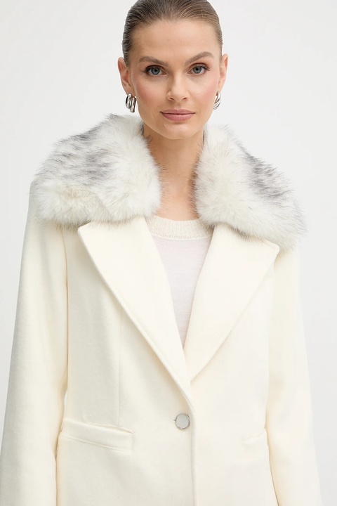 Guess płaszcz z dodatkiem wełny KAROLE kolor beżowy W5BL19 W2642 - zdjęcie produktu nr 2