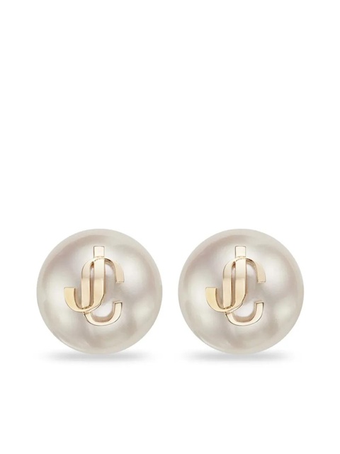 Jimmy Choo debossed-logo pearl earrings - White - zdjęcie produktu nr 1