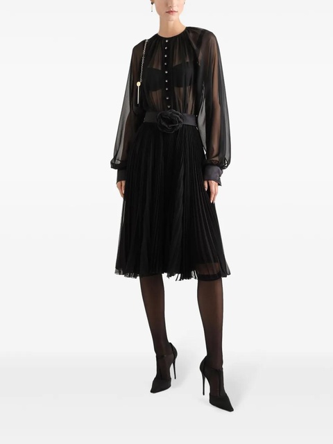 Dolce & Gabbana floral-appliqué midi dress - Black - zdjęcie produktu nr 1