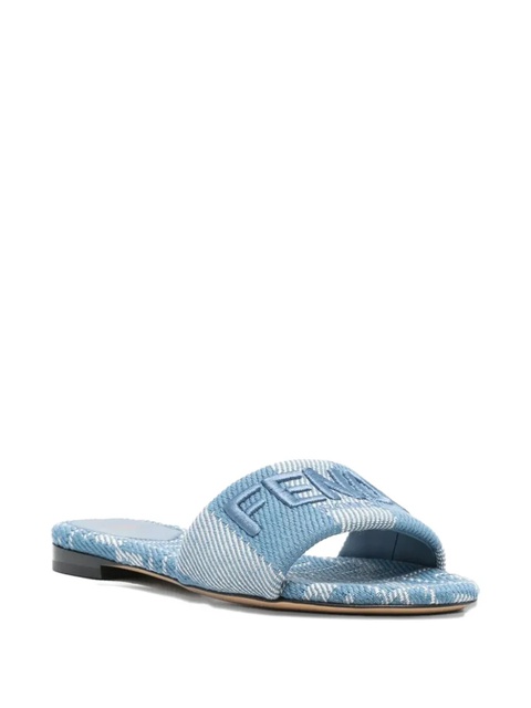 FENDI Sunshine logo-embroidered flat sandals - Blue - zdjęcie produktu nr 1