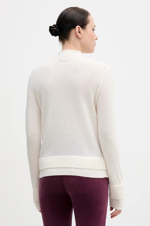 Sisley sweter z dodatkiem wełny damski kolor beżowy lekki z półgolfem 122WL202B - zdjęcie produktu nr 2