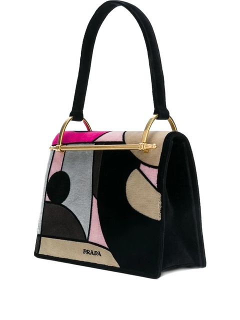 Prada Velvet Patchwork Lisolette Watkins tote bag - Black - zdjęcie produktu nr 1