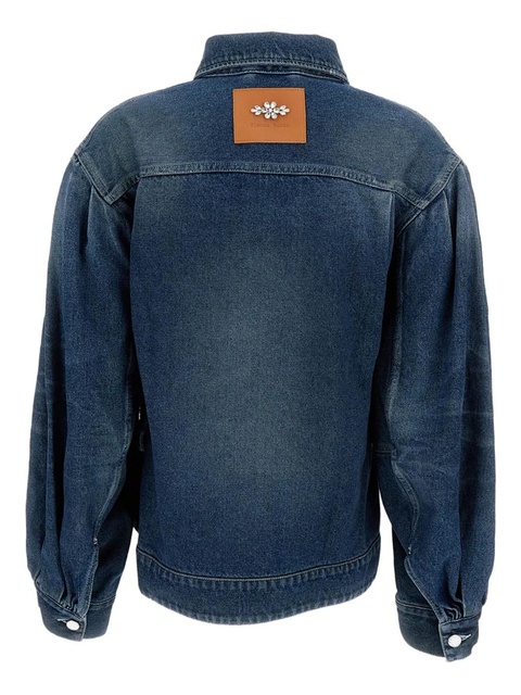 Simone Rocha pearl-embellished belted denim jacket - Blue - zdjęcie produktu nr 2