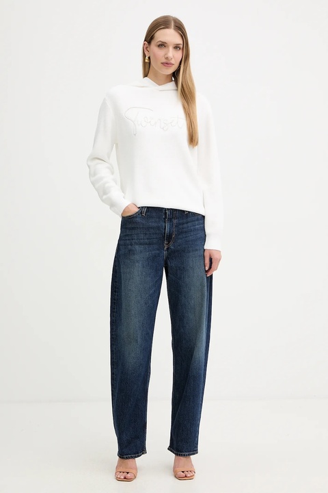 Twinset sweter z domieszką wełny damska kolor biały 252LL3EAA - zdjęcie produktu nr 2