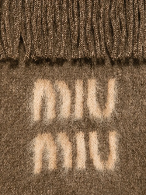 Miu Miu intarsia-logo scarf - Brown - zdjęcie produktu nr 1