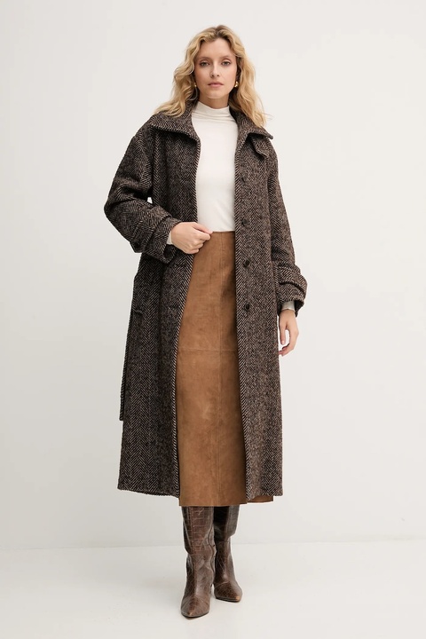 MAX&Co. spódnica zamszowa kolor brązowy midi prosta 2526406011200 - zdjęcie produktu nr 2